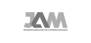 A black and white logo for jam engenharia de ar condicionado