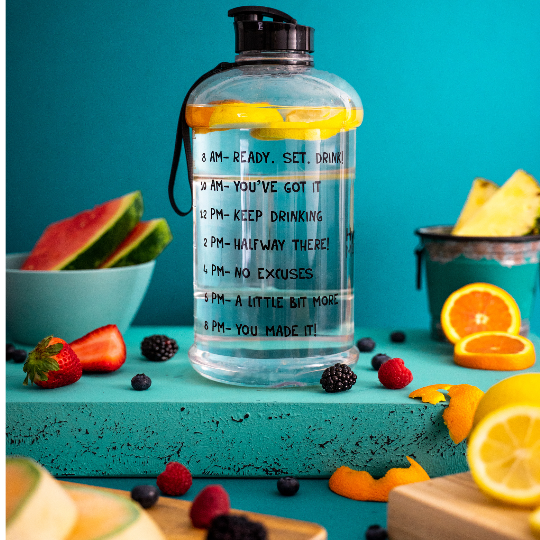 A water bottle that says ready set drink on it