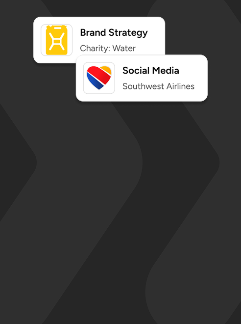 Two buttons: "Web Analytics" for Grammy's, and "Sustainability" for Intel.