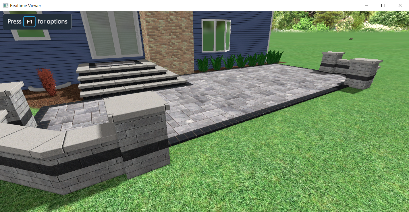 3D design of a Patio Project With Steps  Seat Walls and Pillars