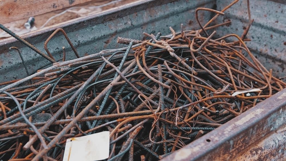 Pile of Rusty Rebar Inside a Metal Container — Central Scrap Metal in Indooroopilly, QLD