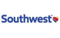 The southwest logo is blue and red with a heart in the middle.
