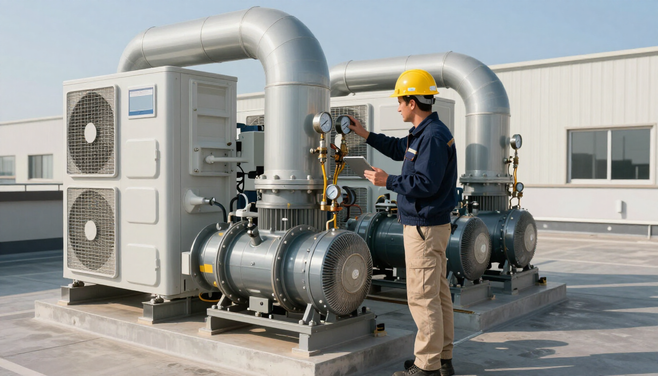 Inspector checking HVAC