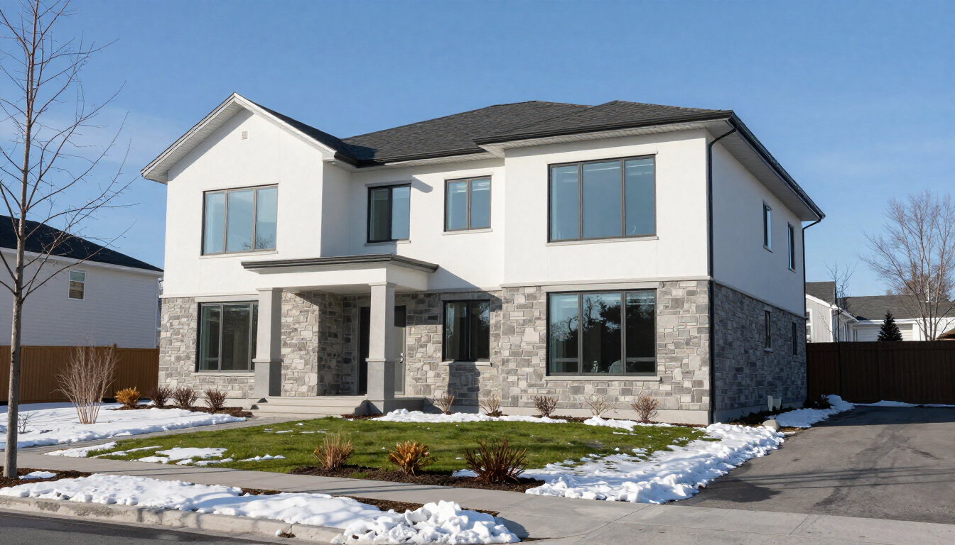 A homeowner performing routine maintenance on a residential property in Fredericton.
