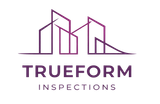 Logo for Trueform Inspections, featuring a stylized purple line-art silhouette of buildings over the company name.