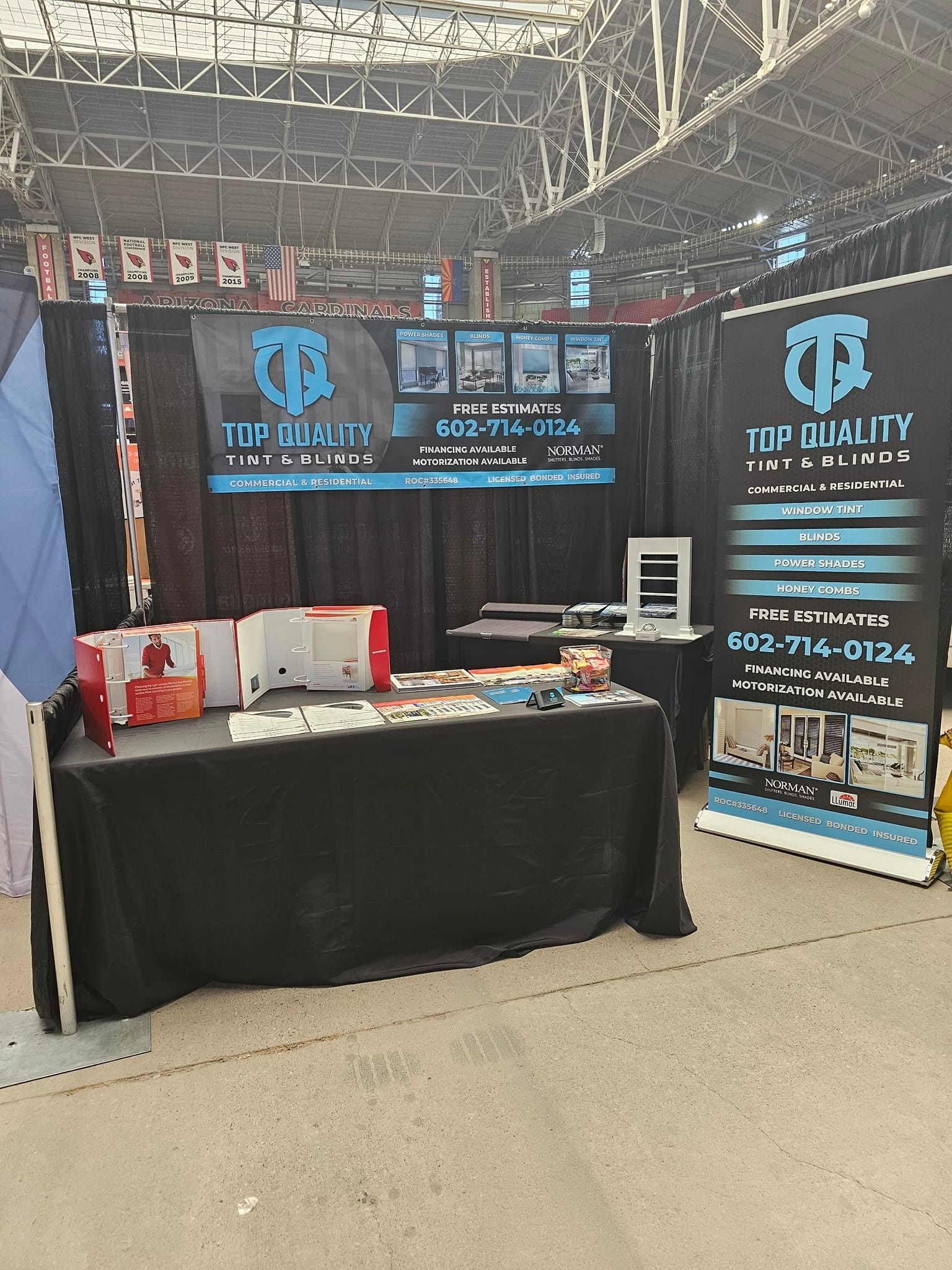 A table with a sign that says top quality on it