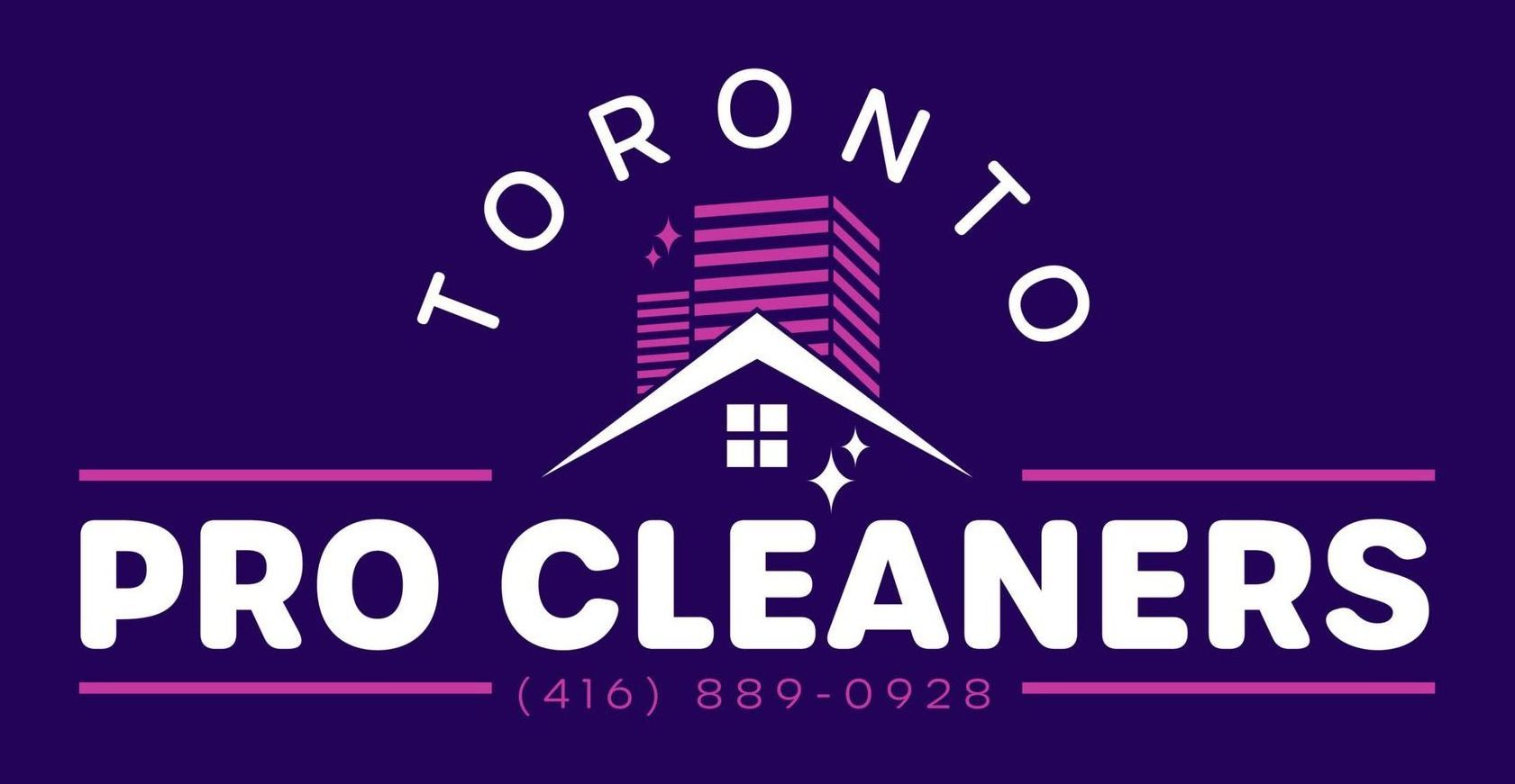 A logo for toronto pro cleaners on a purple background