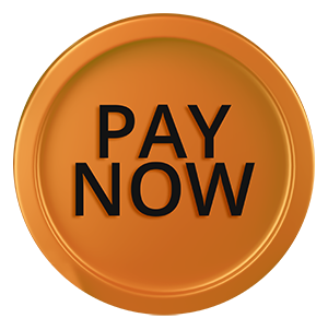 an orange coin that says pay now on it