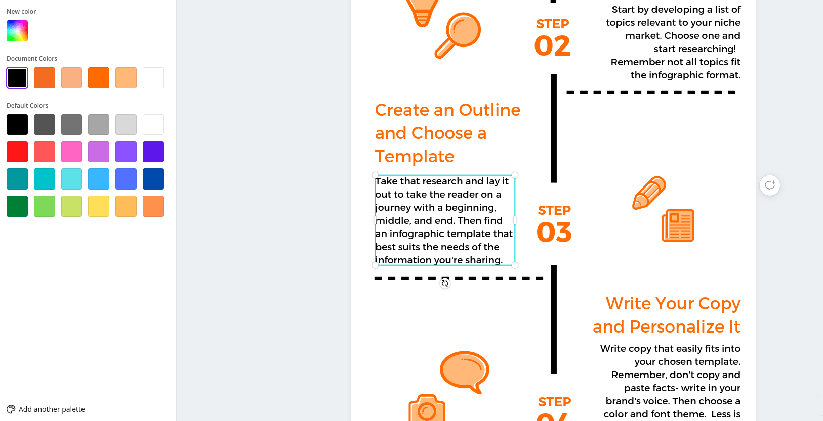 a screenshot of a website showing how to create an outline and choose a template .