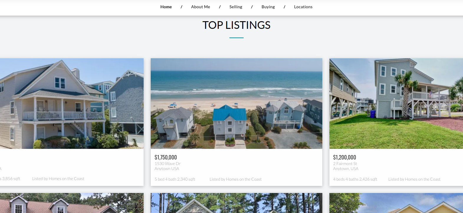 a screenshot of the top listings page of a real estate website .