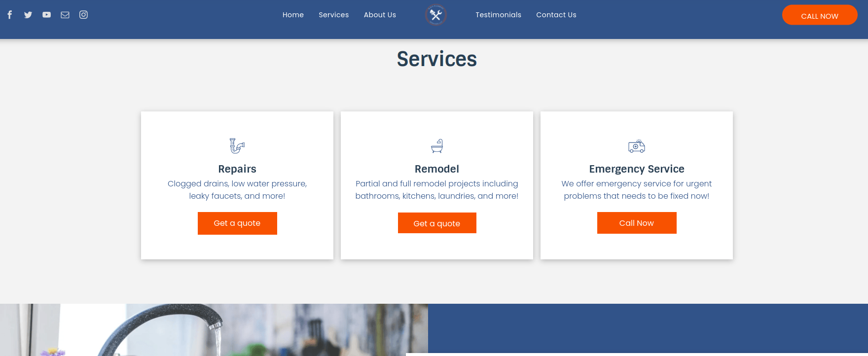a screenshot of a website showing the services page .