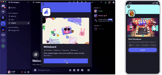 A screenshot of a discord app on a computer and a screenshot of a discord app on a phone.