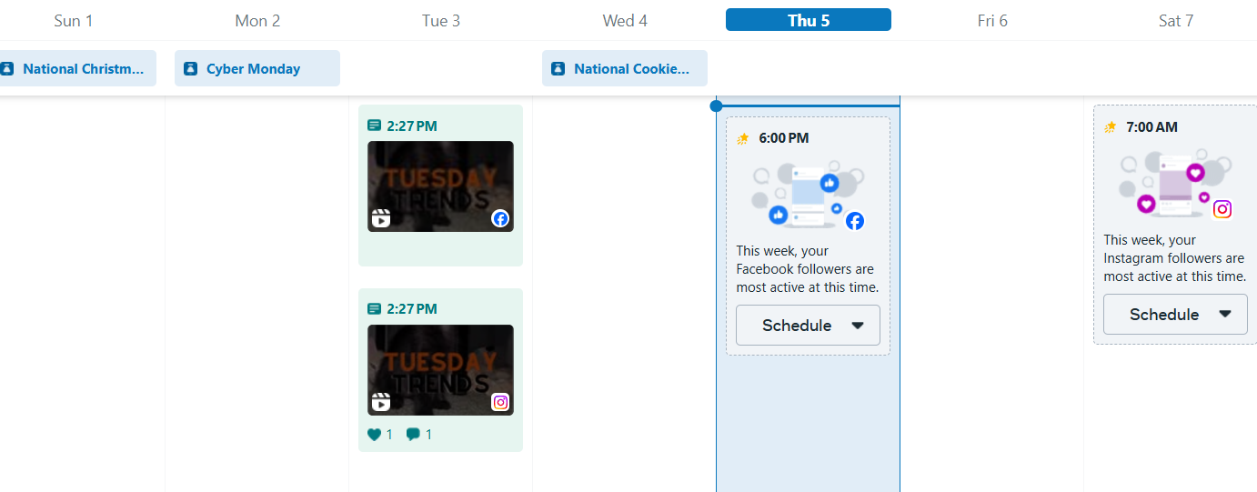 A screenshot of Meta Business Suite Content Calendar 