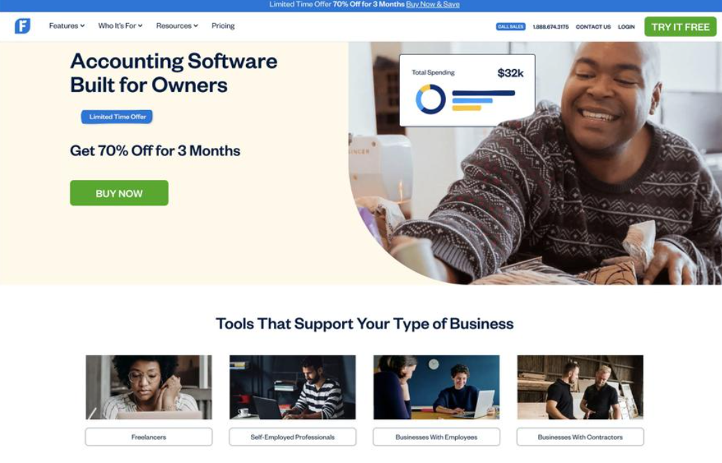 Sample website design with good use of CTAs.
