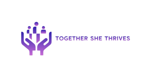 A purple logo featuring two hands cupping three stylized human figures above the text 