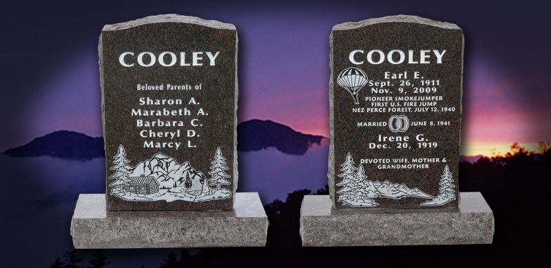 Headstones engraved with 