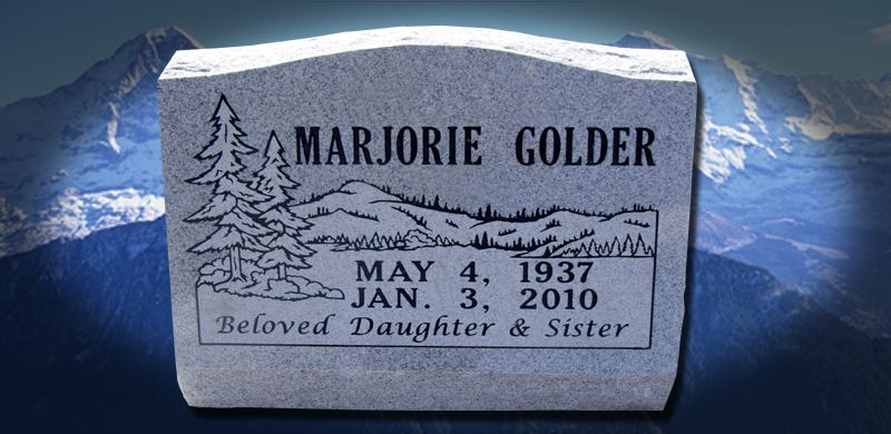 Gravestone of Marjorie Golder with birth and death dates, and 