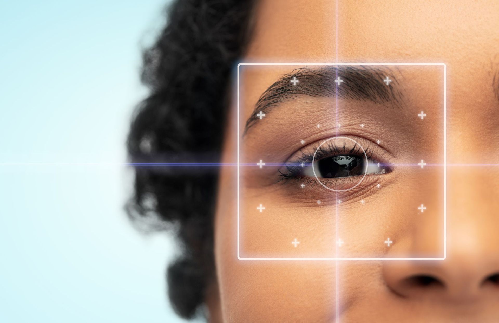 woman with laser target over eye, eye surgery concept - Laurel MD Washington DC area