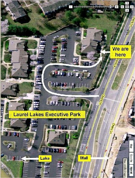map showing directions to Eye Care & Surgery, P.A. office in Laurel, MD - serving Washington DC and surrounding areas