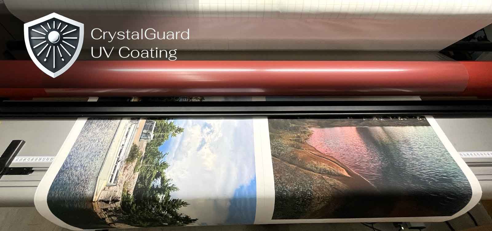 Canvas receiving CrystalGuard UV Coating for UV protection and long-lasting quality