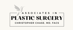 Logo for Associates in Plastic Surgery by Christopher Chase, MD, FACS, with a hummingbird graphic.