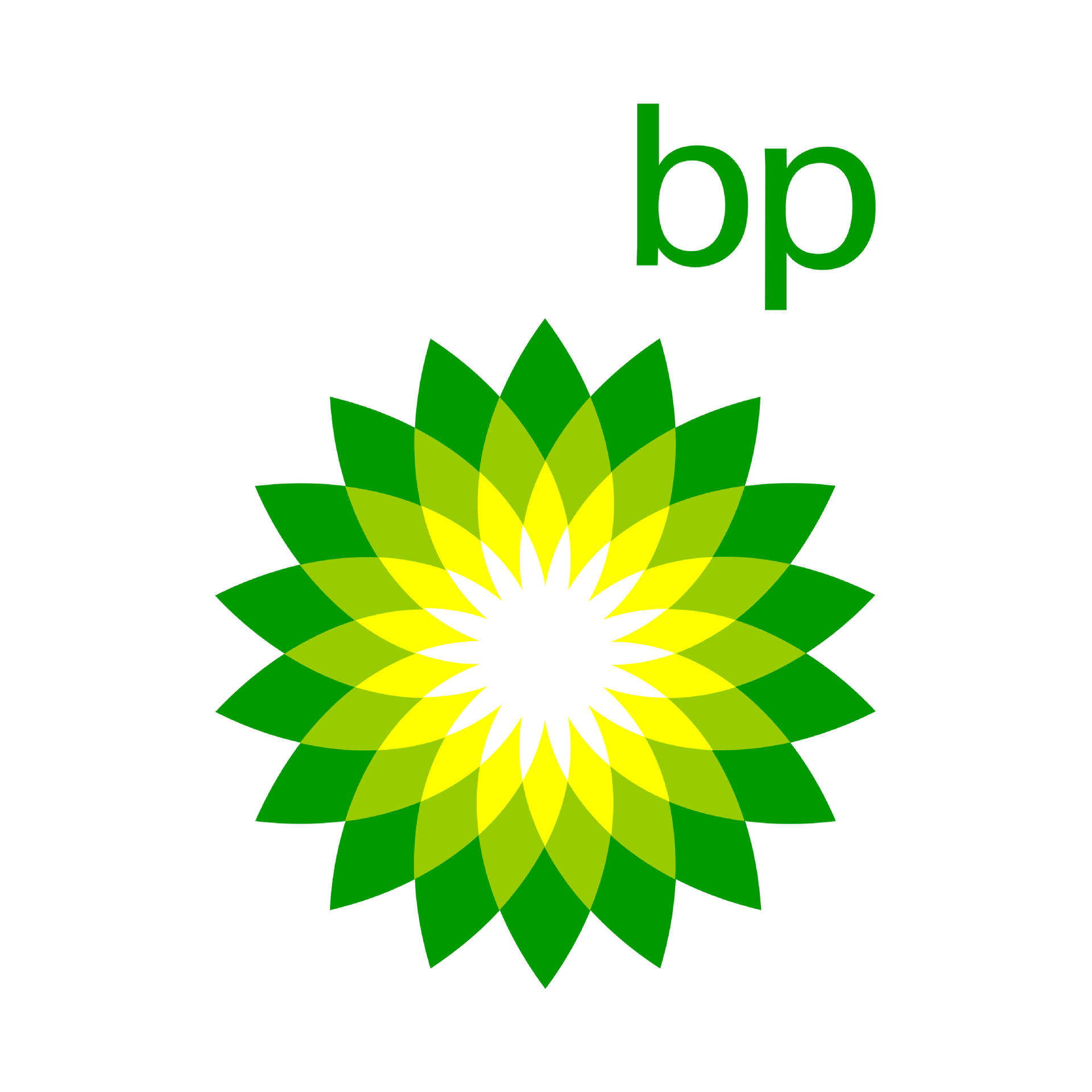BP logo: green and yellow flower-like design with the letters