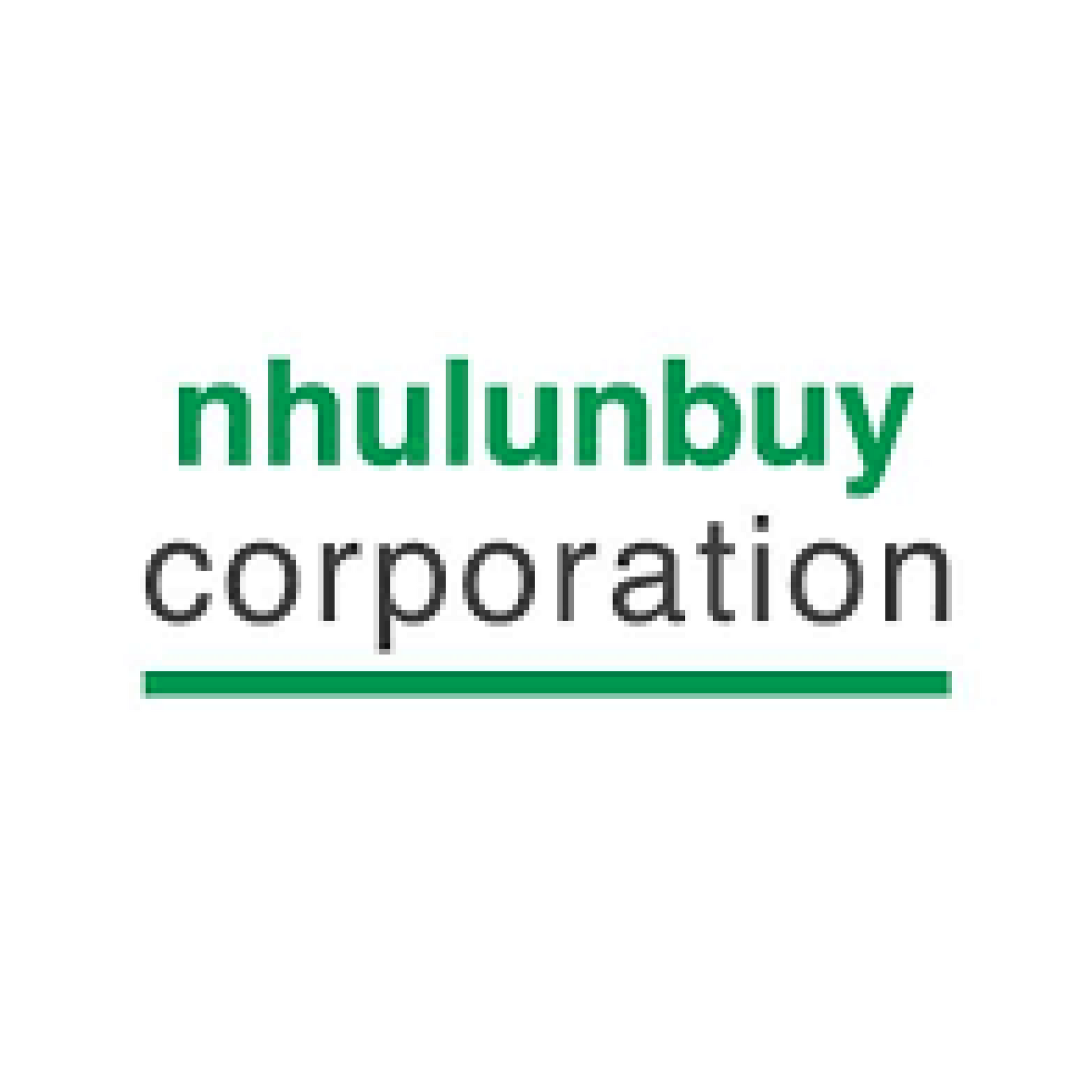 Logo for nhulunbuy corporation; green text over black.