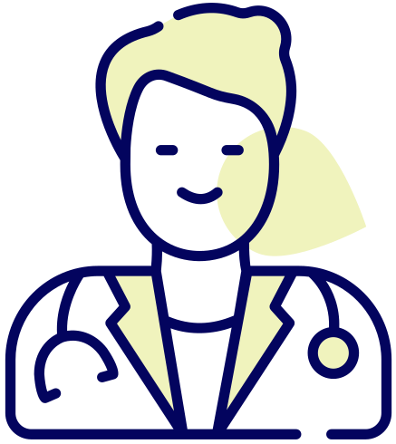 Doctor wearing a stethoscope and lab coat, smiling.