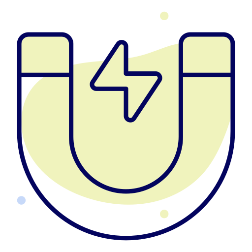 U-shaped magnet with lightning bolt symbol in the center.