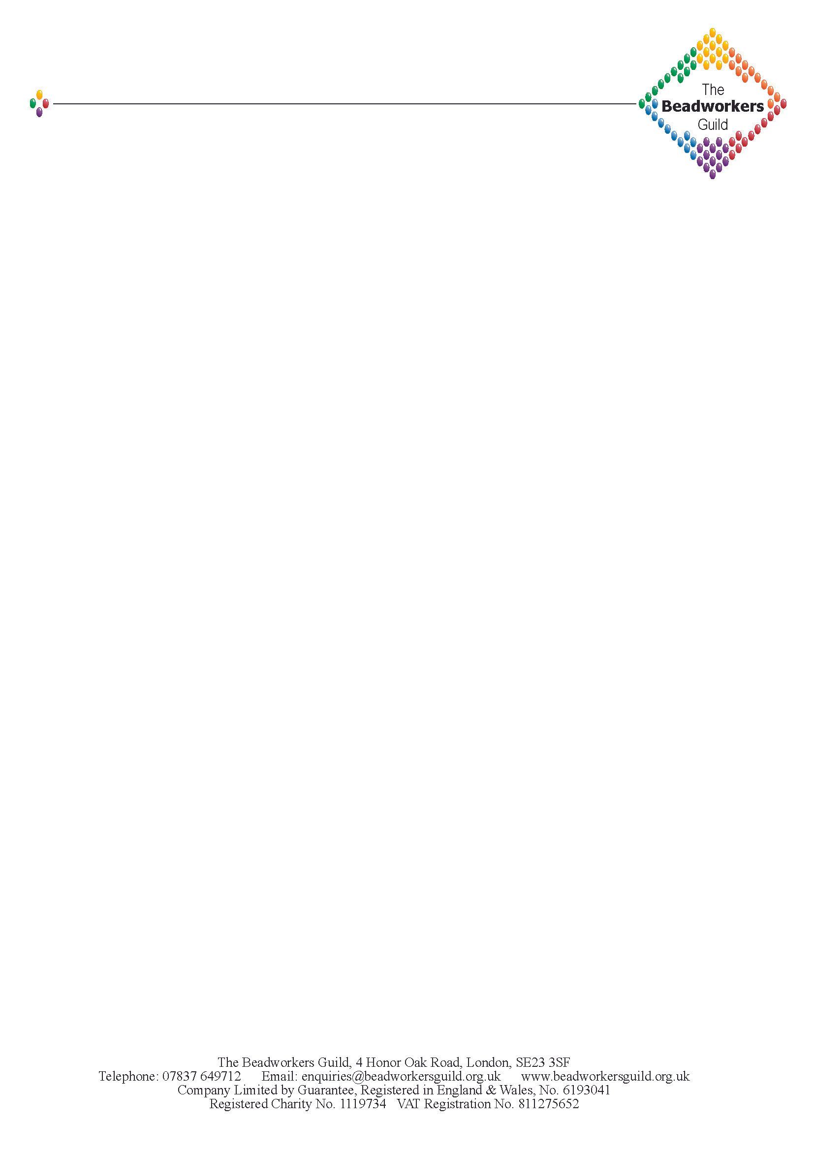 letterhead for the Beadworkers guild