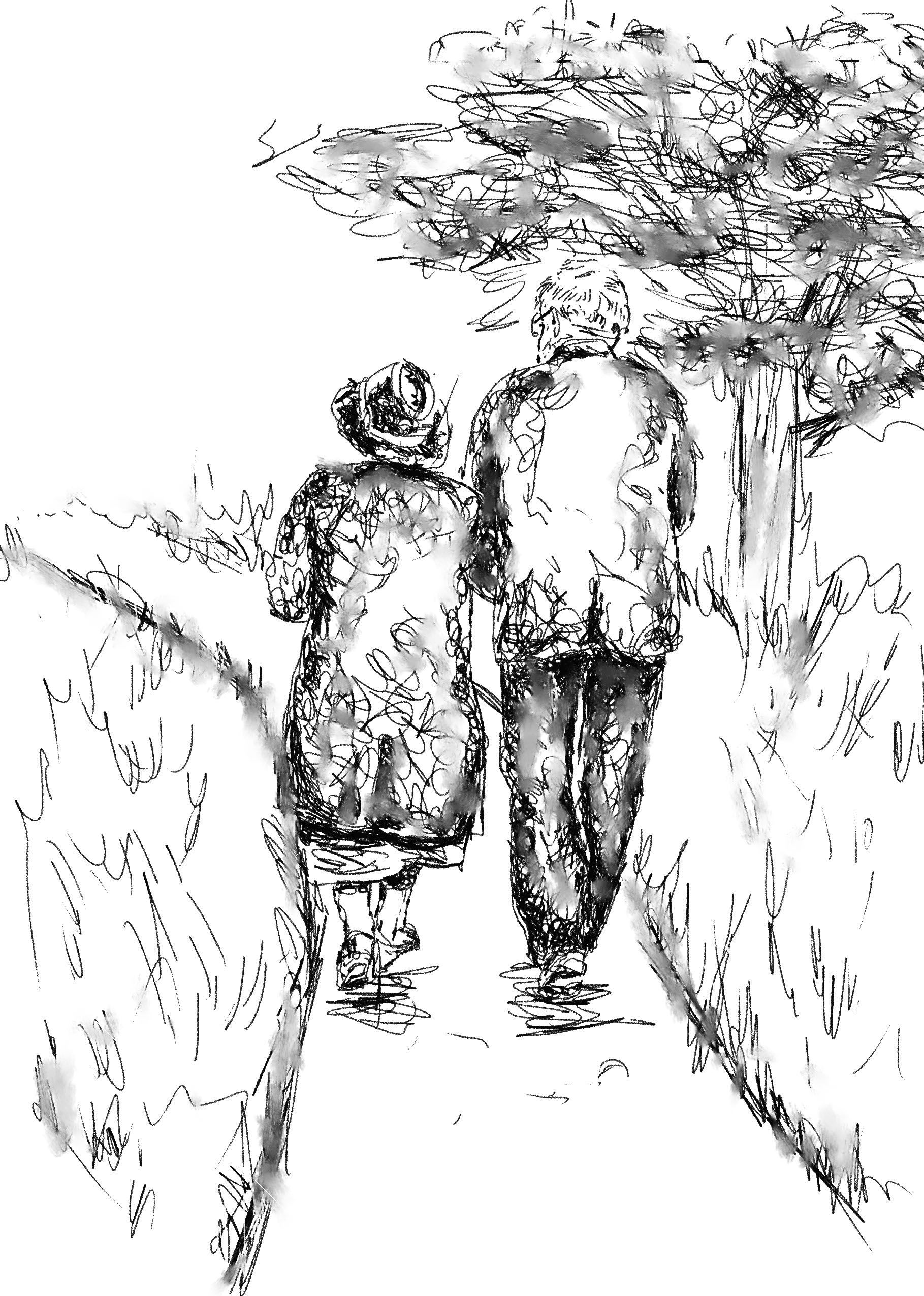 old couple walking