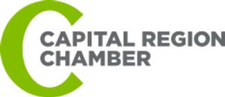 The logo for the capital region chamber is green and white