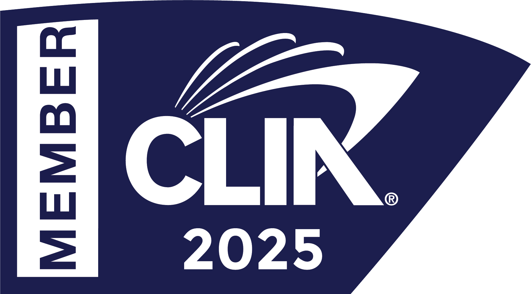 Dark blue CLIX member logo with the text