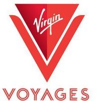 Virgin Voyages logo: red upside-down triangle with the word