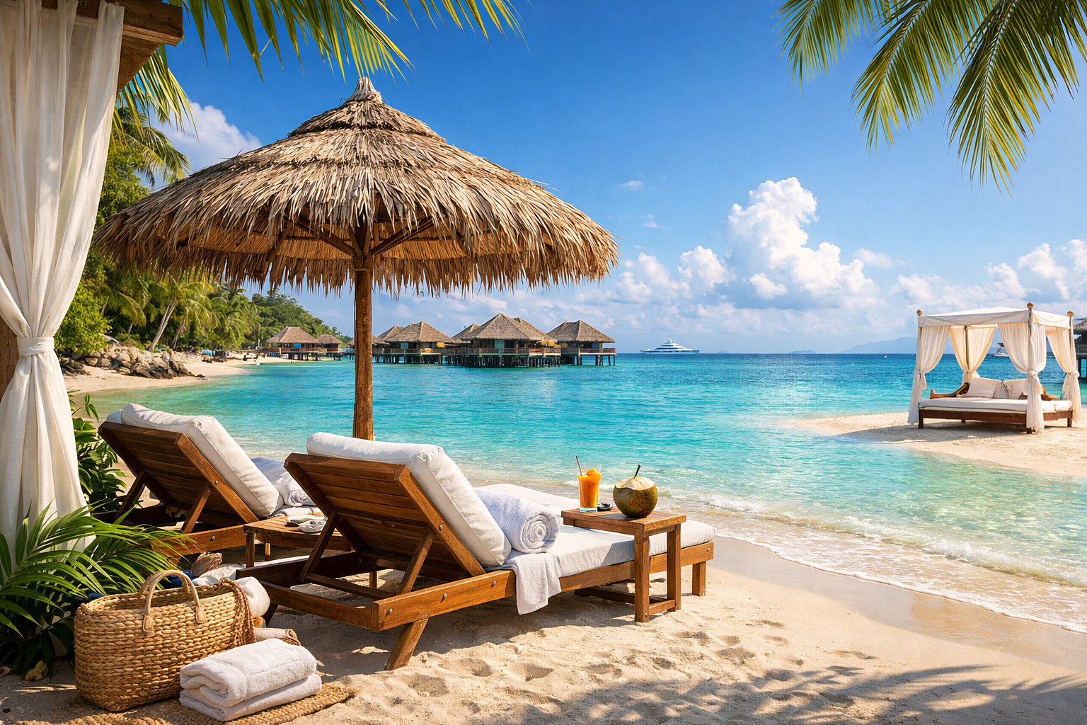 A dock with a lot of chairs and umbrellas on it