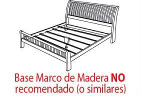 A drawing of a bed frame with the words base marco de madera no recomendado o similares.