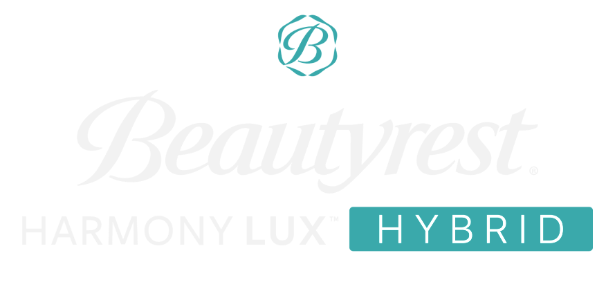 El logotipo de Beautyrest Harmony Lux Hybrid se muestra sobre un fondo blanco.