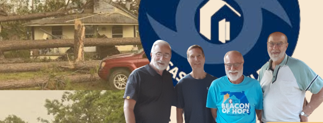 A person in religious garb shakes hands with a woman inside a church with a stained-glass window.