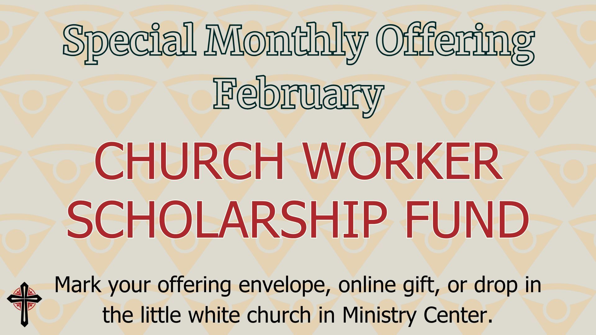 Advertisement: Sponsor Bibles & Hymnals for resource shelves. Sign up at Ministry Center.