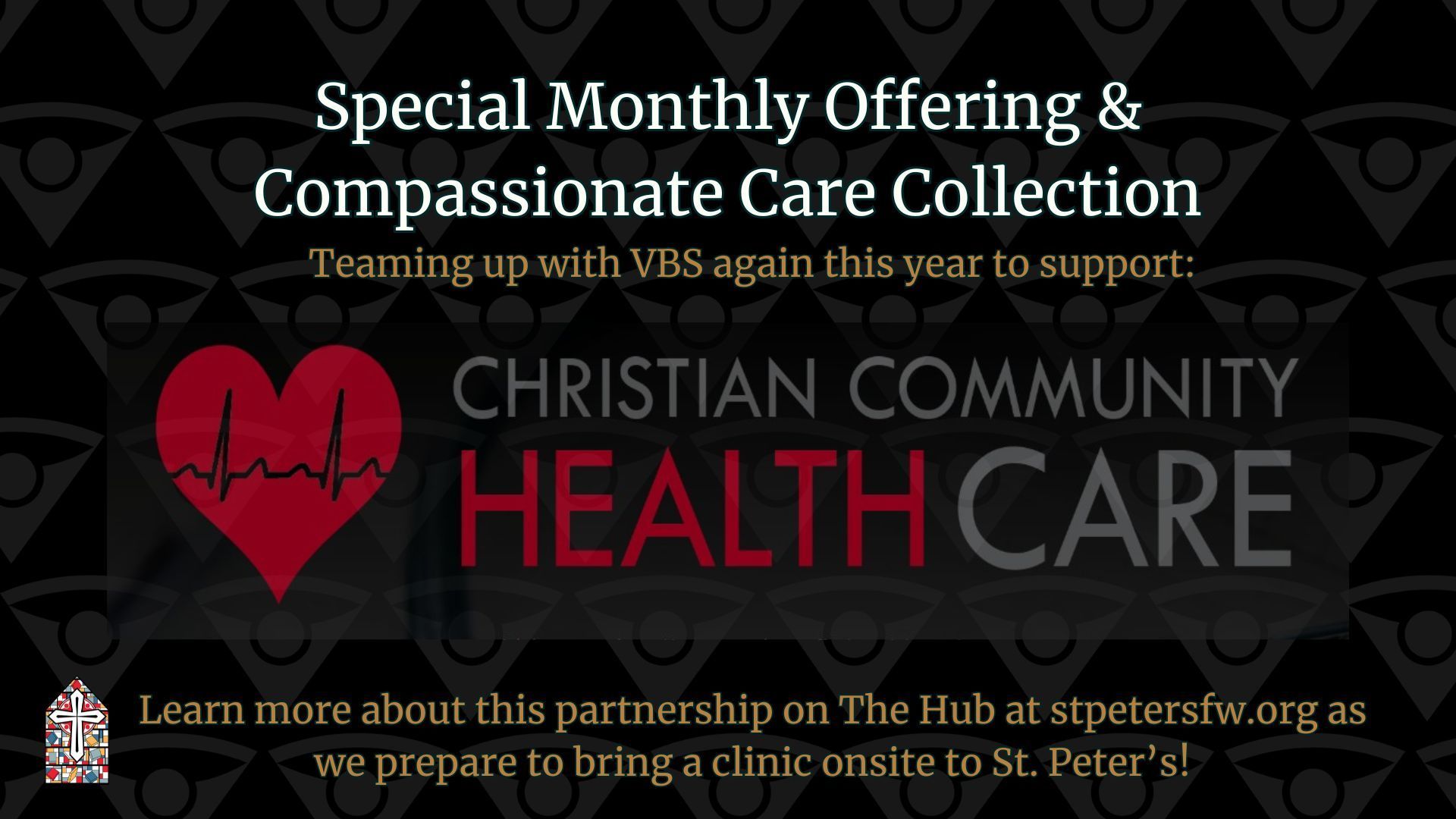 Advertisement: Sponsor Bibles & Hymnals for resource shelves. Sign up at Ministry Center.
