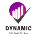 a logo for dynamic customize tax with a purple heart and a check mark .  | Dallas, TX | Dynamic Customize Tax