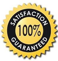 Yellow and black circular '100% Satisfaction Guaranteed' badge.
