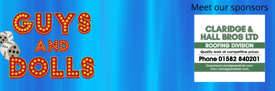 Guys and Dolls Header with our sponsor Gilberts' logo