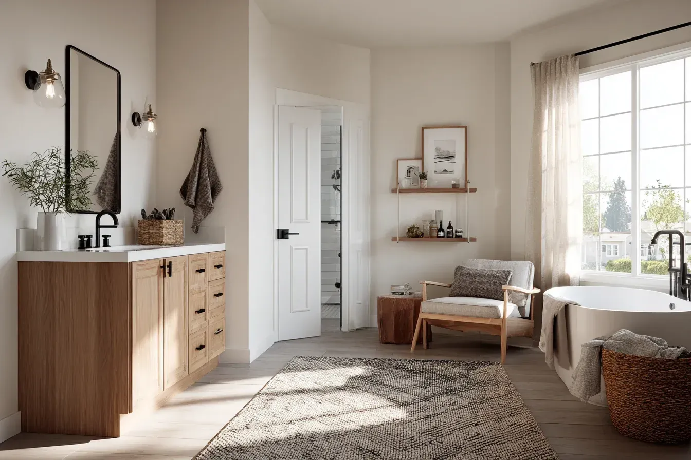A classic Vancouver bathroom renovation using soft-close shaker cabinets, brushed nickel hardware, and durable ceramic tile flooring. Updated plumbing, LED lighting, and modern ventilation improve comfort and efficiency. Trusted Lower Mainland renovation craftsmanship showcased.