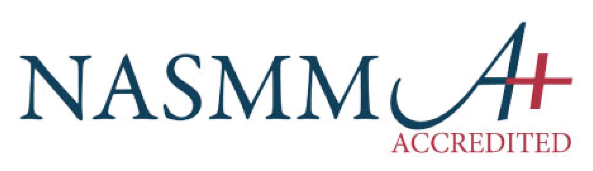 Nasmm accredited logo on a white background