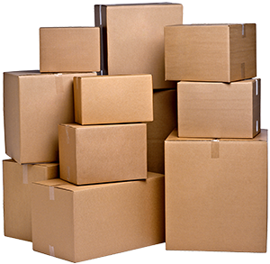 A pile of cardboard boxes stacked on top of each other