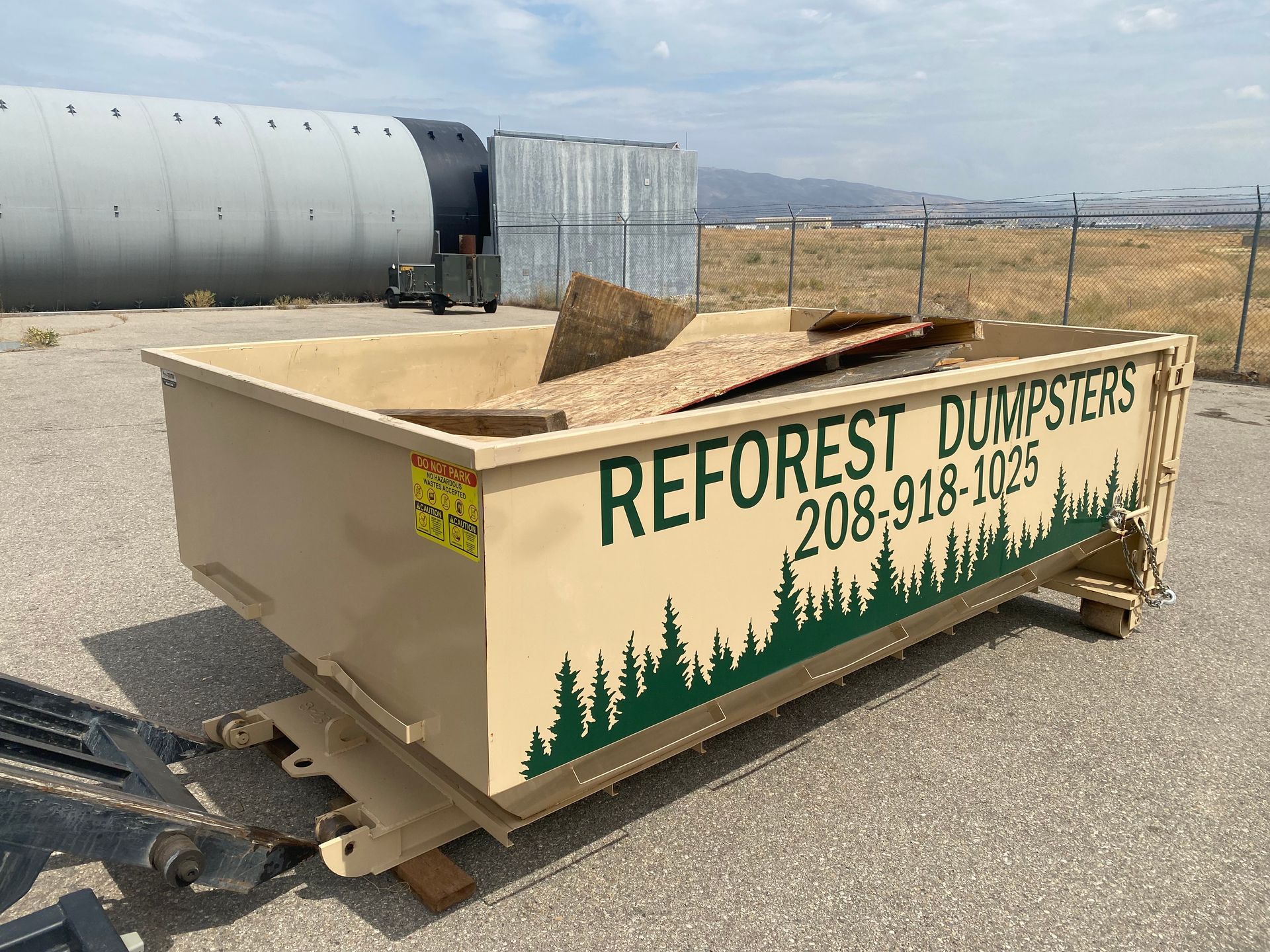 Beige dumpster from 