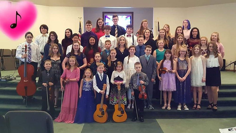 A group of talented children musicians of Harmony Hill Music.