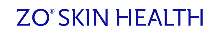 A blue logo for zo skin health on a white background