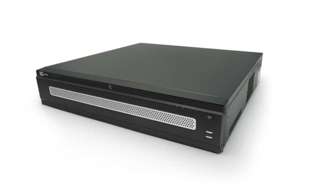 A black box is sitting on top of a white surface.